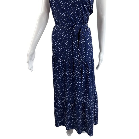 NWT Made With Love Women XL Navy Polka Dot Tiered Ruffled Maxi Dress Flowy Retro - Picture 8 of 16